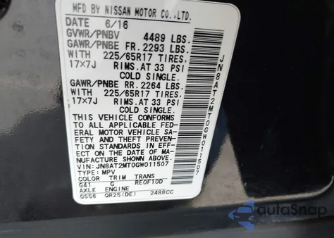 2016 Nissan Rogue S z USA, uszkodzony, nr VIN JN8AT2MT0GW011507